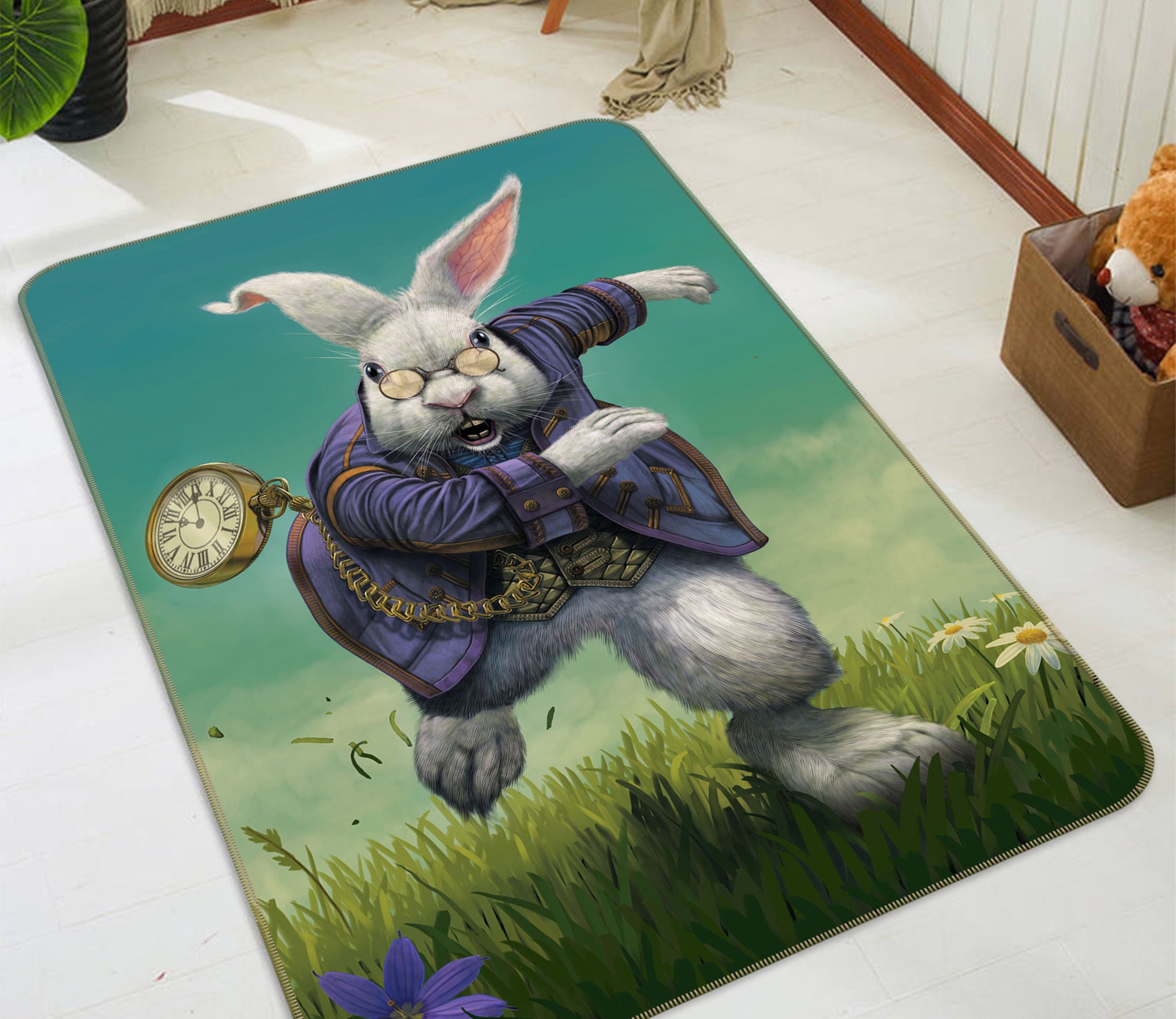 3D White Rabbit 1086 Vincent Hie Rug Non Slip Rug Mat