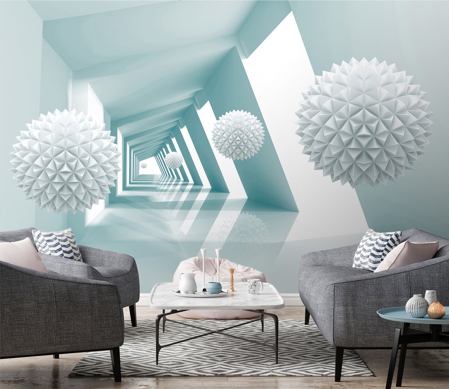 3D White Ball 043 Wall Murals Wallpaper AJ Wallpaper 2 