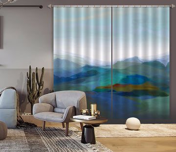 3D Dark Green Mountains 059 Michael Tienhaara Curtain Curtains Drapes