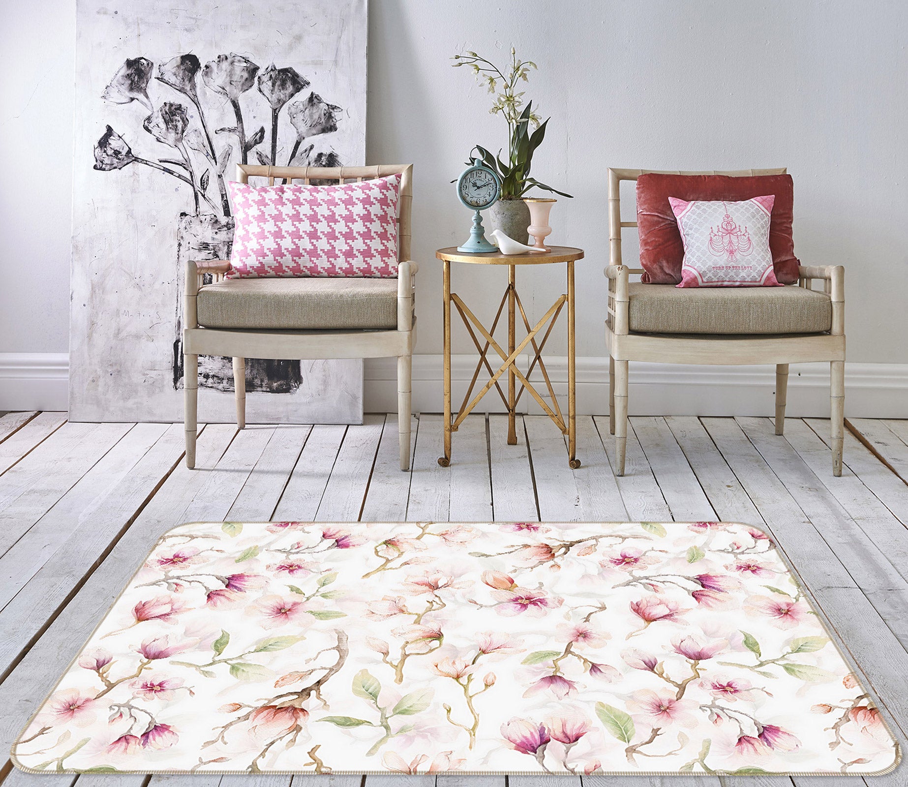3D Flowering Branch 105 Uta Naumann Rug Non Slip Rug Mat
