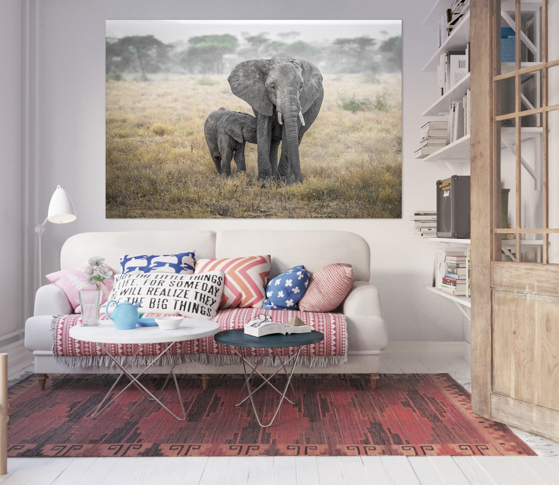 3D Two Elephants 157 Marco Carmassi Wall Sticker