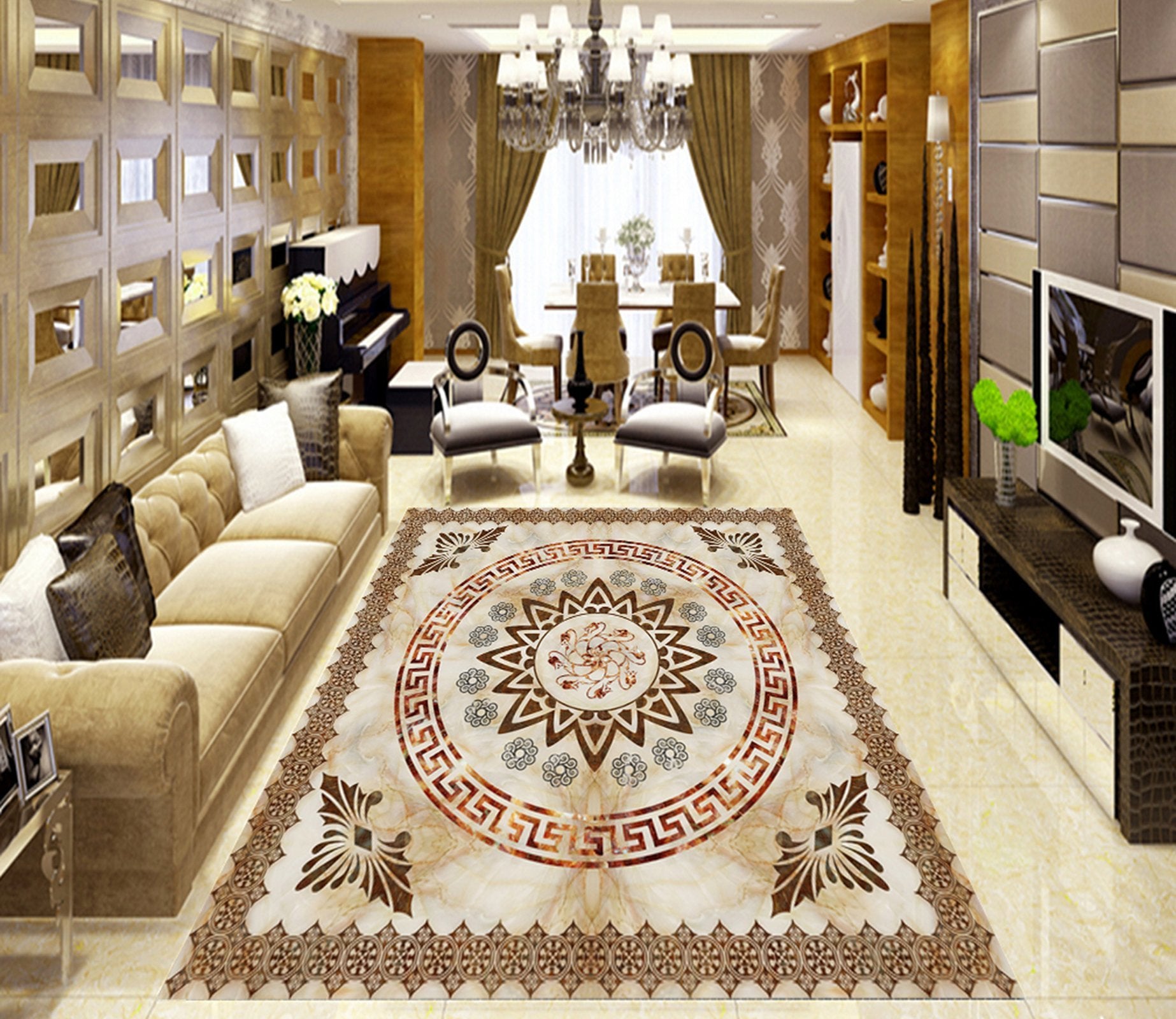 3D Round Black Pattern WG365 Floor Mural Wallpaper AJ Wallpaper 2 