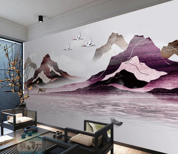 3D Purple Mountains 636 Wall Murals