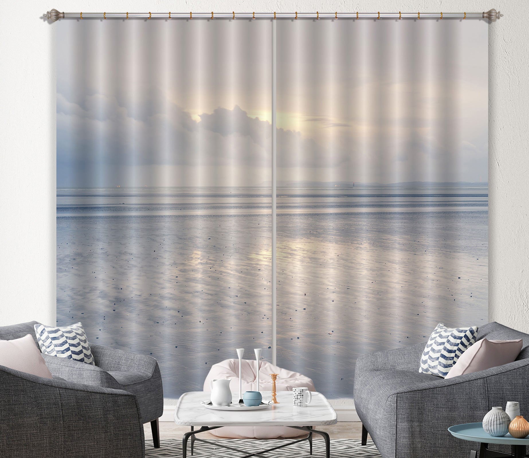 3D White Cloud 097 Assaf Frank Curtain Curtains Drapes