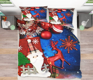 3D Santa Deer 52201 Christmas Quilt Duvet Cover Xmas Bed Pillowcases