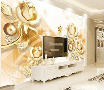 3D Golden Rose 205 Wall Murals Wallpaper AJ Wallpaper 2 