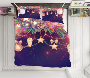 3D Star String Lights 52144 Christmas Quilt Duvet Cover Xmas Bed Pillowcases
