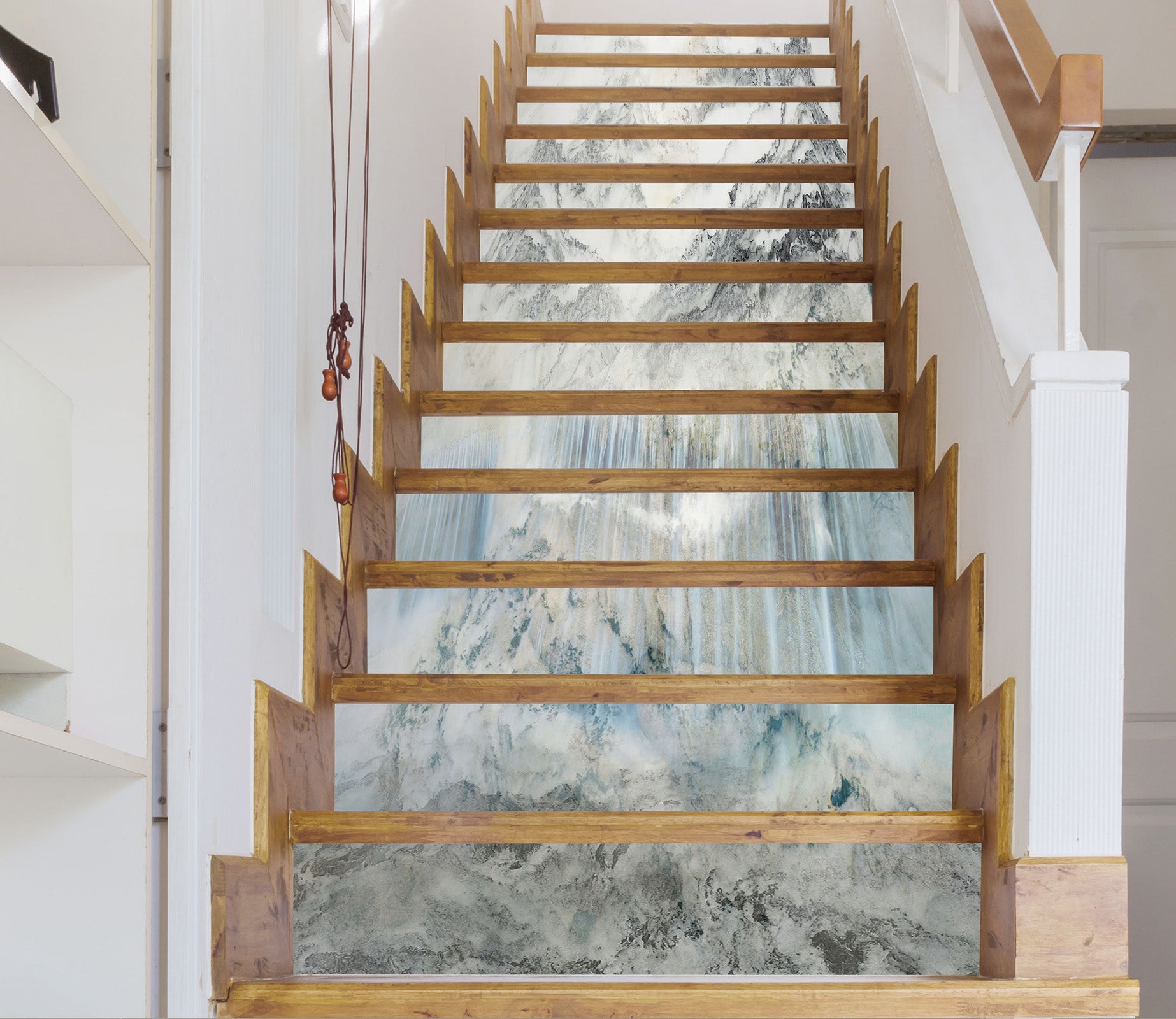 3D Surging Tall Waterfall 544 Stair Risers