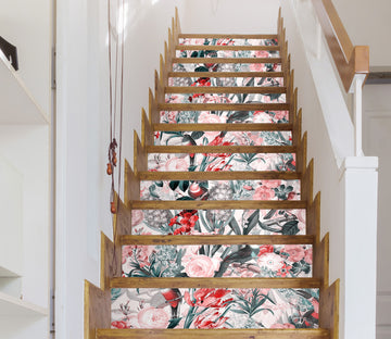 3D Pink Flower Bush 10442 Uta Naumann Stair Risers