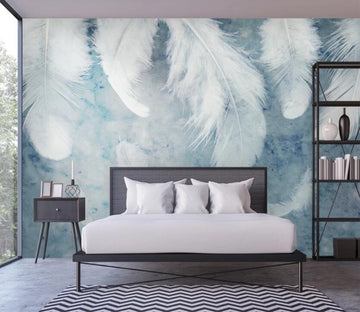 3D Large And Elegant White Feathers 2254 Wall Murals