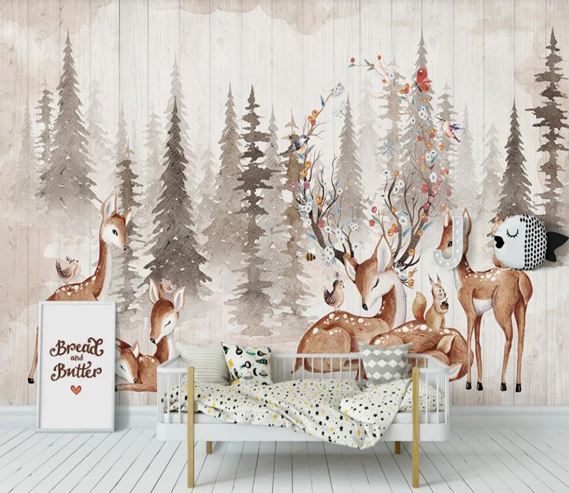 3D Serene Deer 2374 Wall Murals