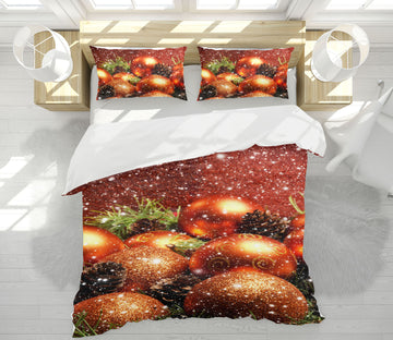 3D Golden Ball 52223 Christmas Quilt Duvet Cover Xmas Bed Pillowcases