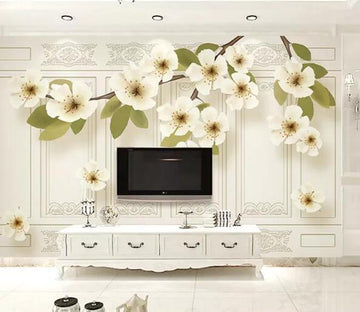 3D White Flowers 226 Wall Murals Wallpaper AJ Wallpaper 2 
