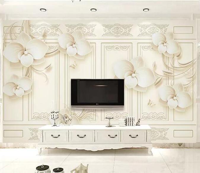 3D White Flowers 228 Wall Murals Wallpaper AJ Wallpaper 2 