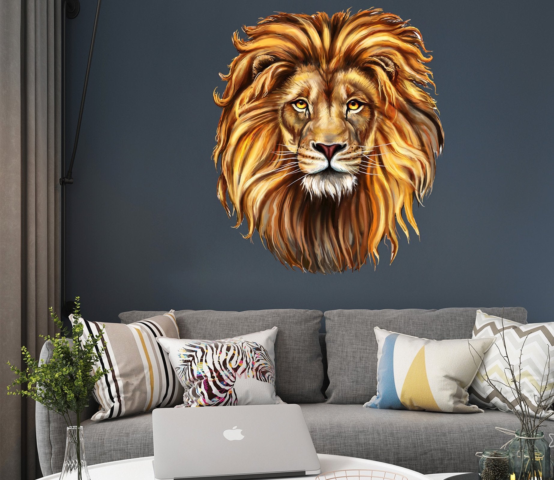 3D Lion Head 005 Animals Wall Stickers Wallpaper AJ Wallpaper 