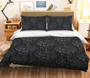 3D Black Flower Pattern 008 Bed Pillowcases Quilt Wallpaper AJ Wallpaper 