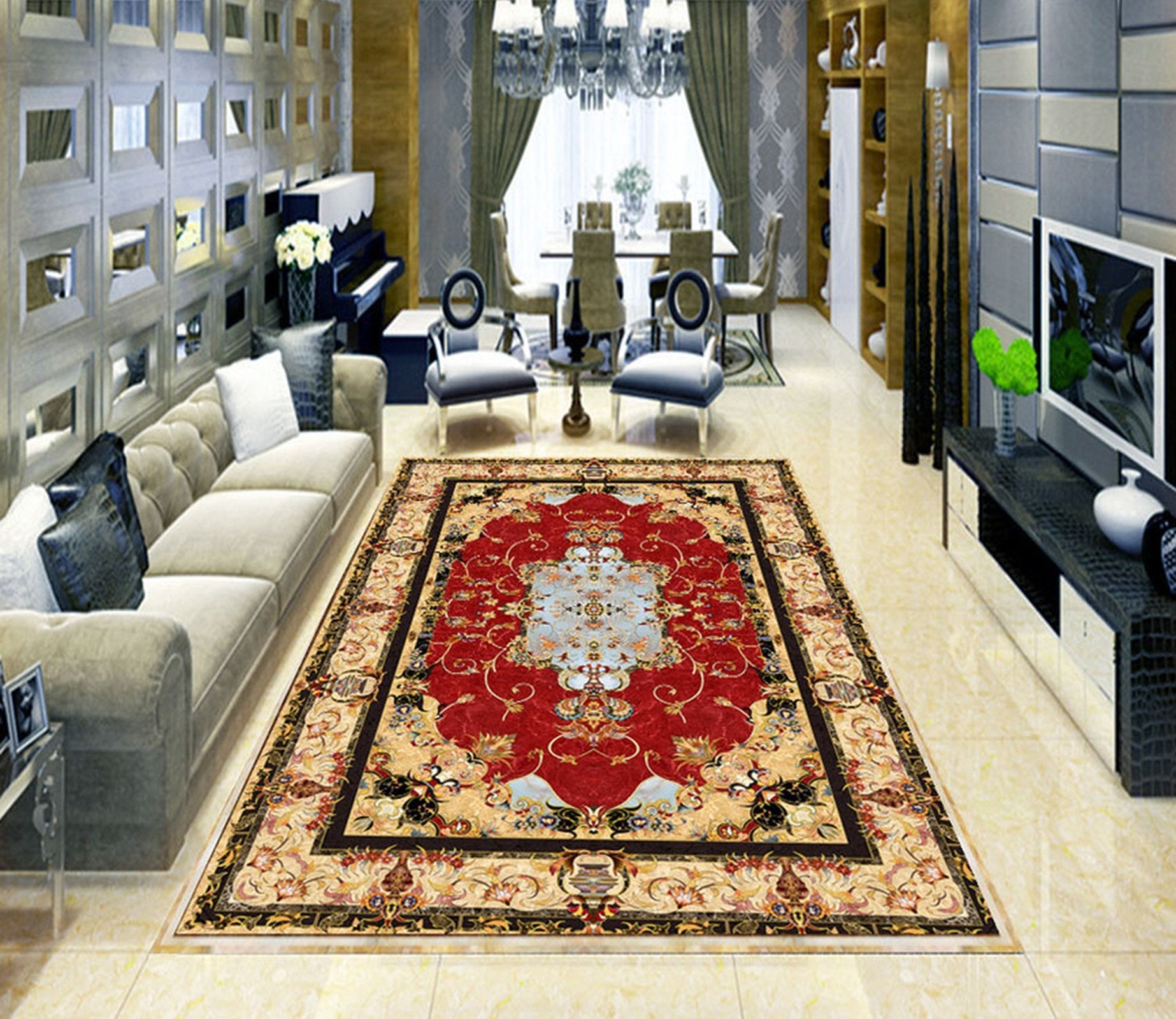 3D Rectangular Red Pattern WG385 Floor Mural Wallpaper AJ Wallpaper 2 