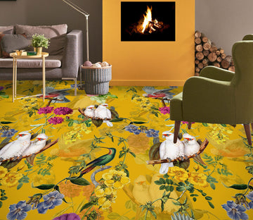 3D Flower Pattern White Parrot 99210 Uta Naumann Floor Mural  Wallpaper Murals Self-Adhesive Removable Print Epoxy