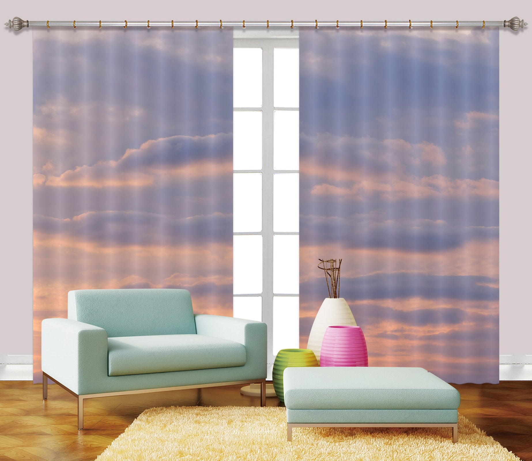 3D Clouds Sky 6405 Assaf Frank Curtain Curtains Drapes