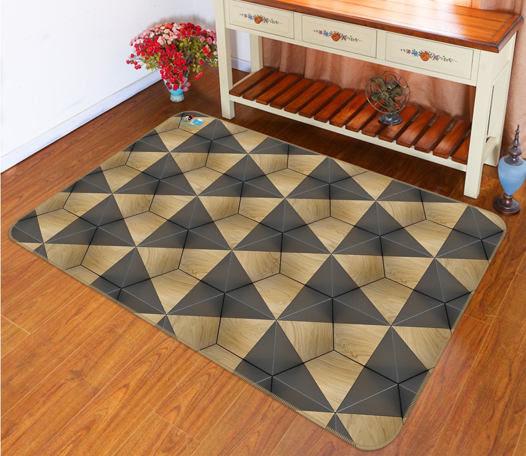 3D Black Triangle 73 Non Slip Rug Mat Mat AJ Creativity Home 