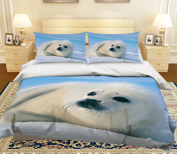3D Snow Sea Lion 016 Bed Pillowcases Quilt