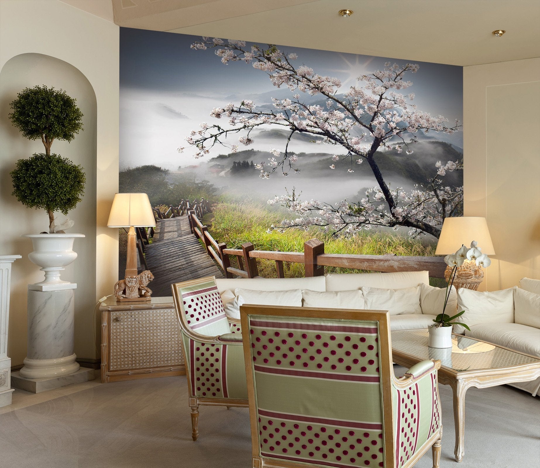 3D cherry blossom on the mountain 27 Wall Murals Wallpaper AJ Wallpaper 