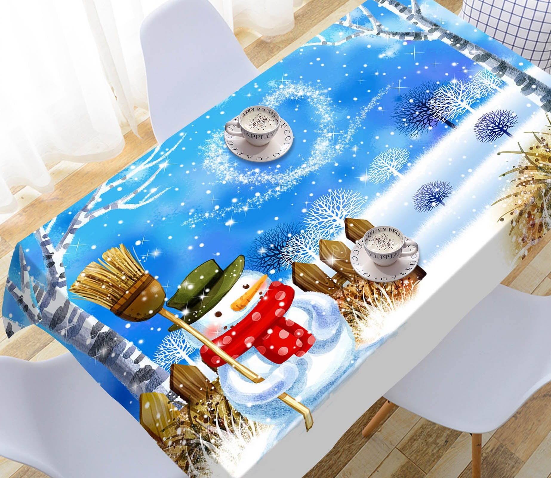 3D Christmas Scenery Snow 60 Tablecloths Tablecloths AJ Creativity Home 