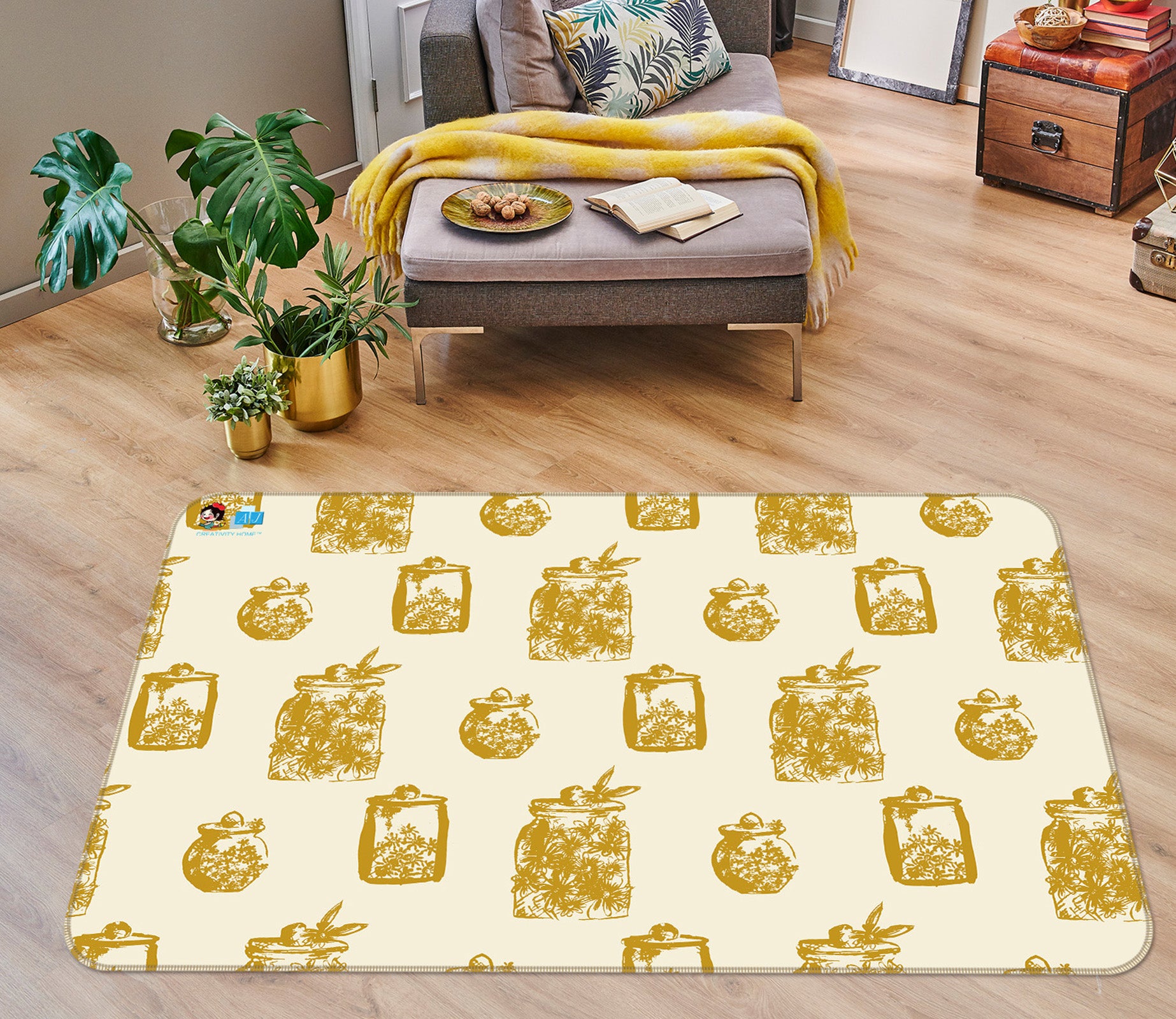 3D Jar Pattern 107117 Kashmira Jayaprakash Rug Non Slip Rug Mat