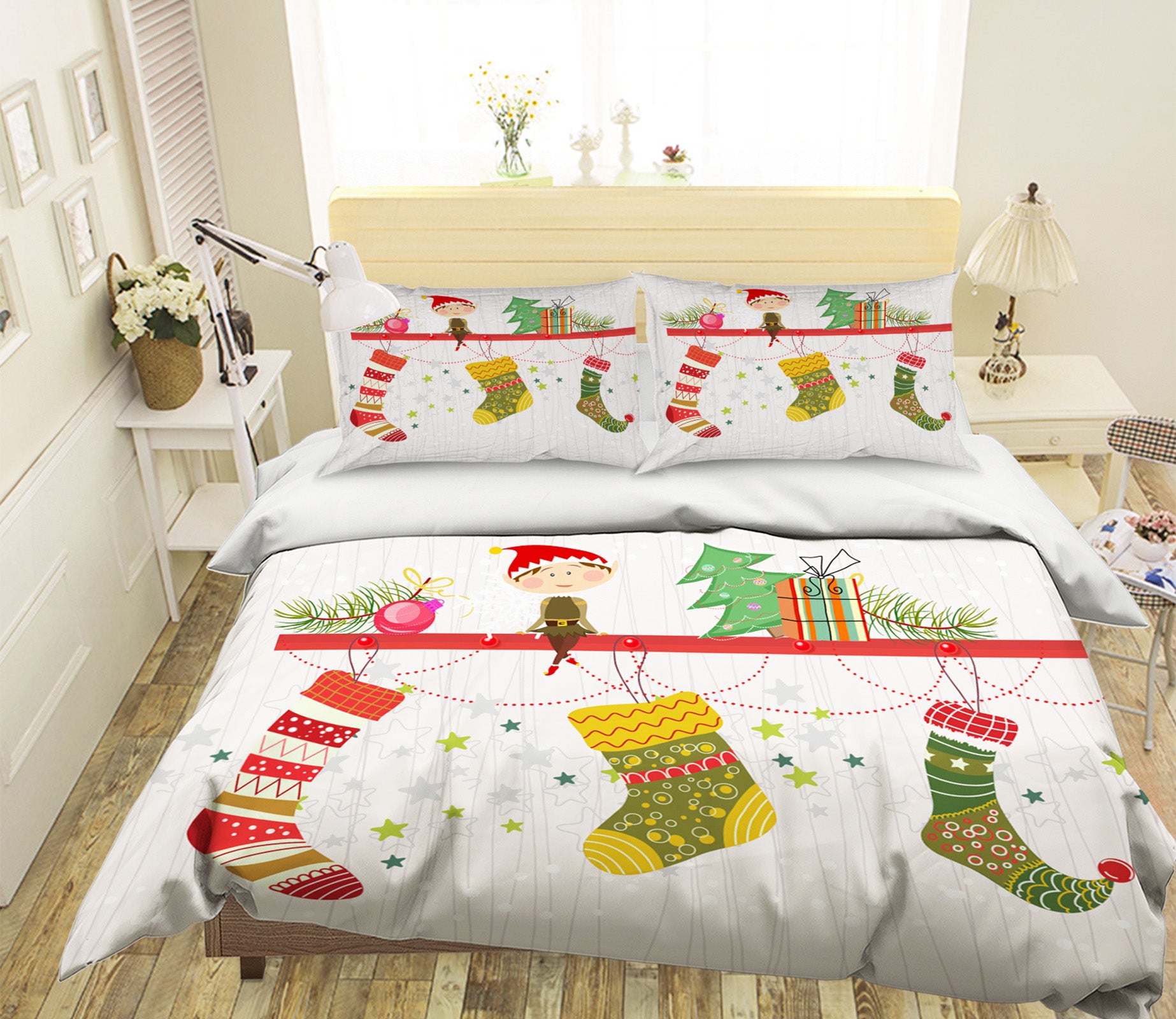 3D Sock 31096 Christmas Quilt Duvet Cover Xmas Bed Pillowcases