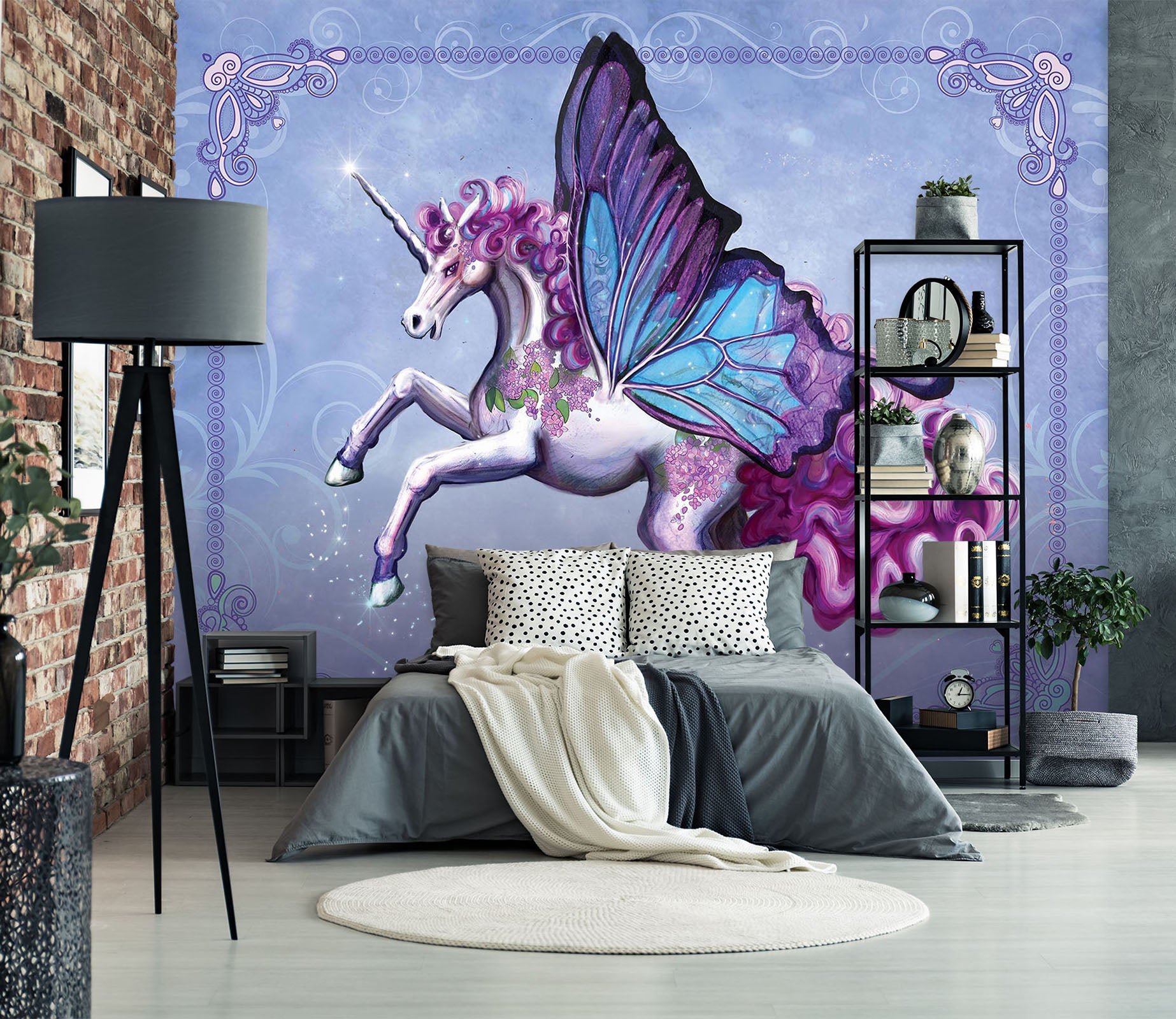 3D Wing Horse 1403 Rose Catherine Khan Wall Mural Wall Murals