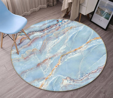 3D Light Blue Powder Line 117 Round Non Slip Rug Mat Mat AJ Creativity Home 