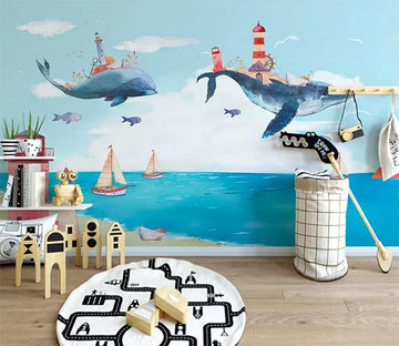 3D Sea Whale 628 Wall Murals Wallpaper AJ Wallpaper 2 
