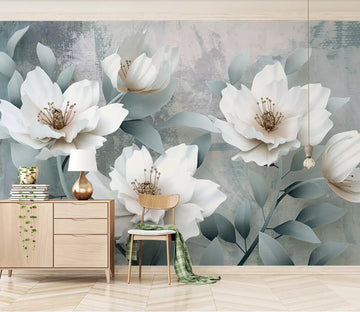 3D White Petals WC34 Wall Murals Wallpaper AJ Wallpaper 2 