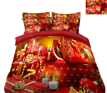3D Red Gift Box 31163 Christmas Quilt Duvet Cover Xmas Bed Pillowcases