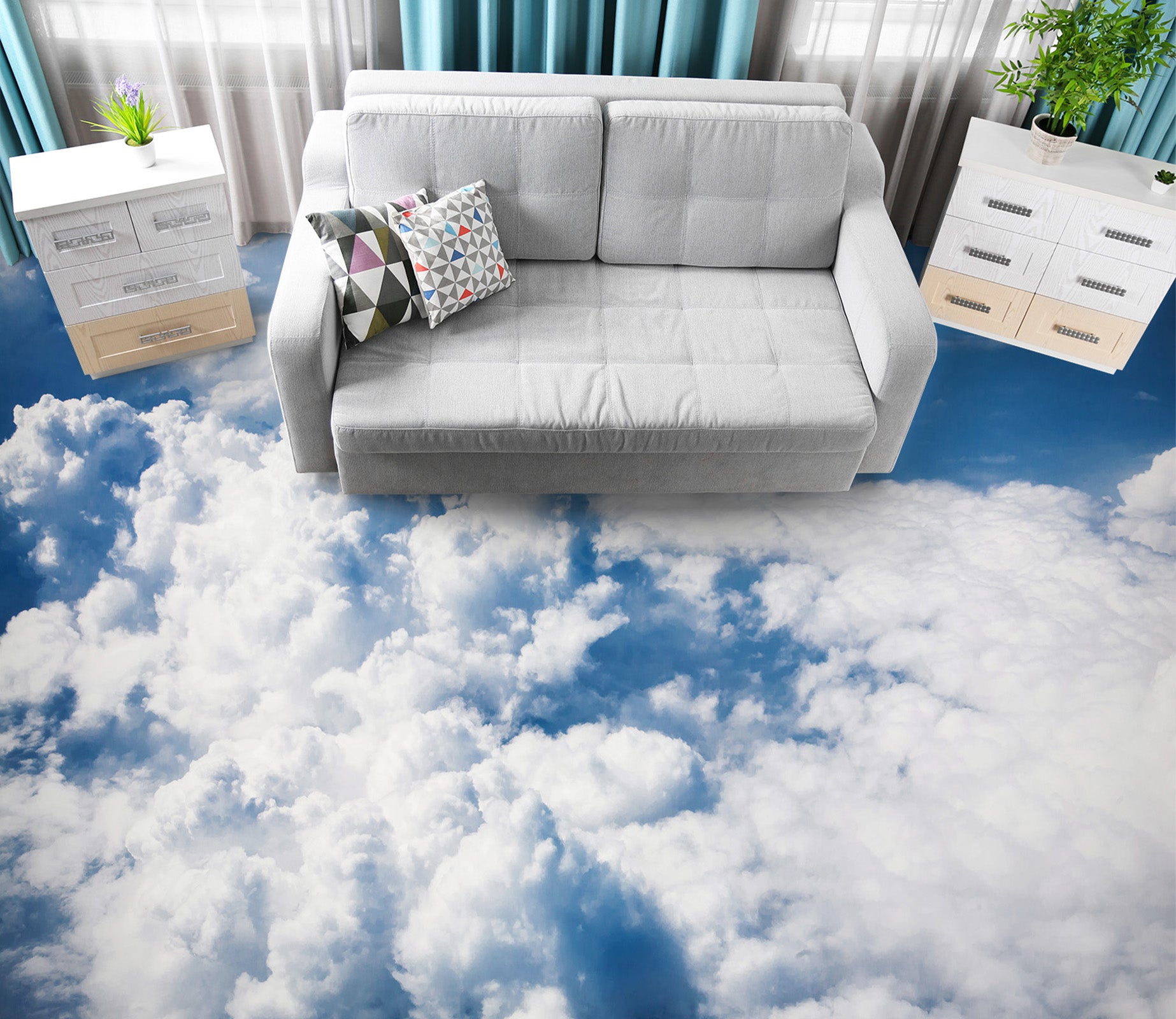 3D Gentle White Clouds 023 Floor Mural  Wallpaper Murals Rug & Mat Print Epoxy waterproof bath floor