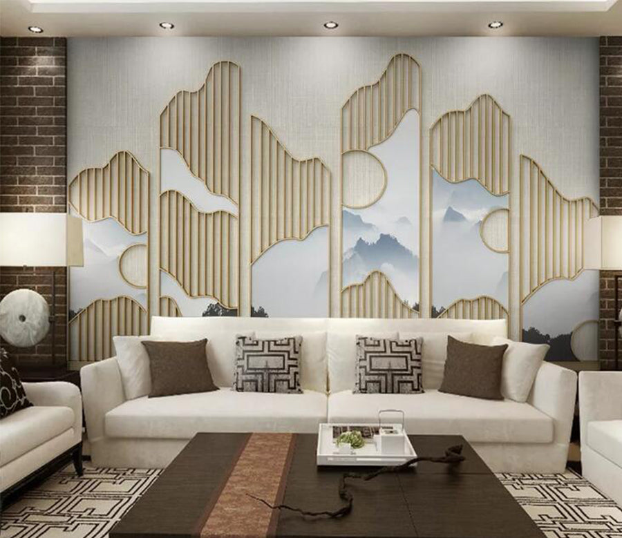 3D Simple Golden WC161 Wall Murals