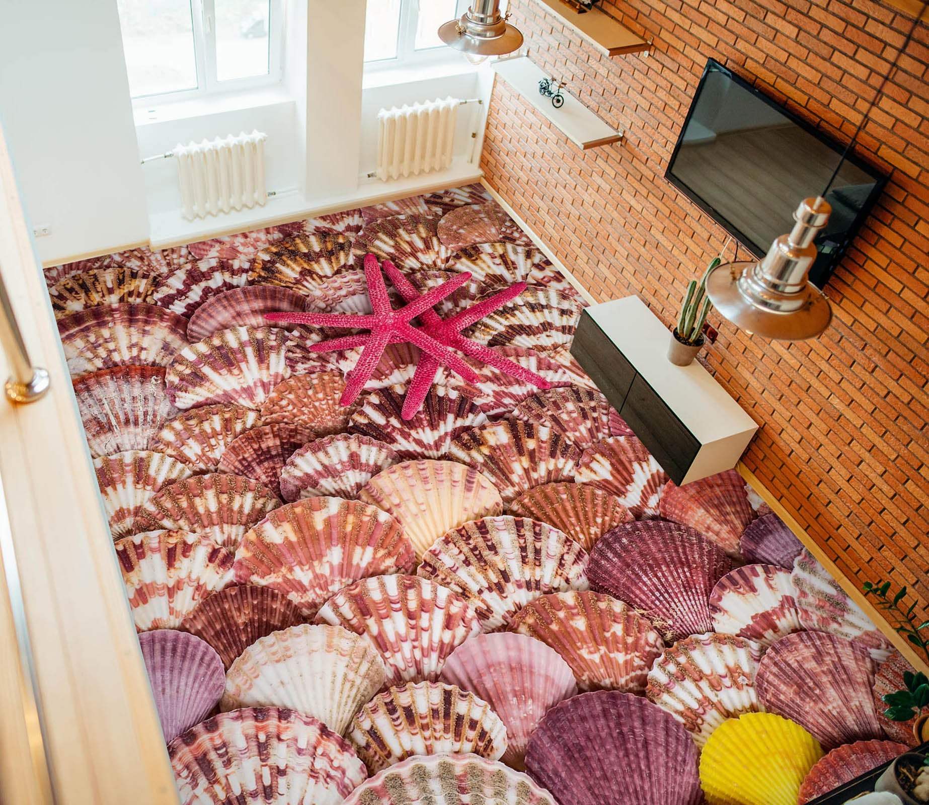 3D Dark Pink Starfish 337 Floor Mural  Wallpaper Murals Rug & Mat Print Epoxy waterproof bath floor