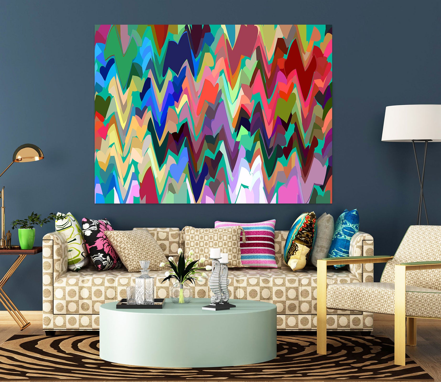 3D Colored Wavy 71124 Shandra Smith Wall Sticker