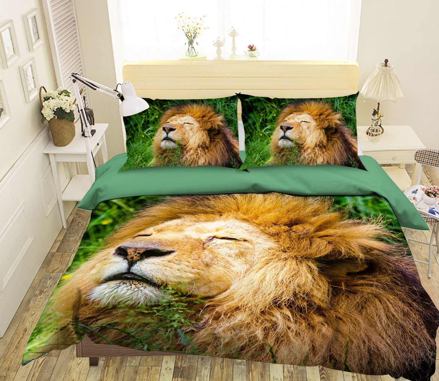 3D Leaf Lion 005 Bed Pillowcases Quilt