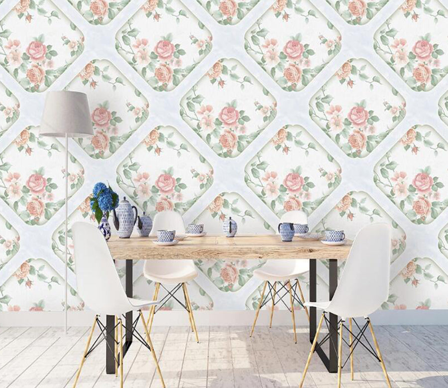 3D Square Arrangement Of Flowers 1104 Wall Murals