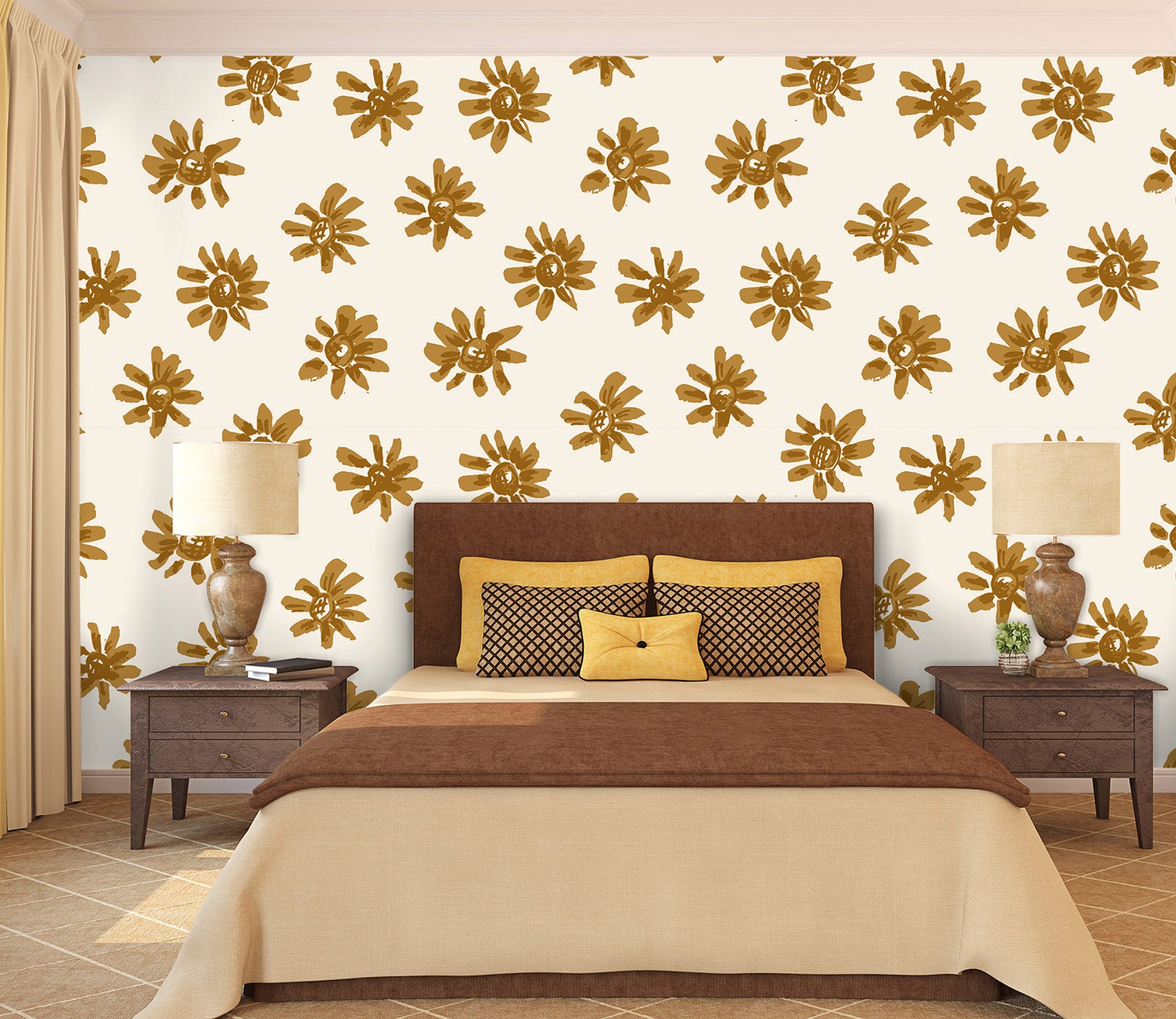 3D Brown Flowers 120105 Kashmira Jayaprakash Wall Mural Wall Murals