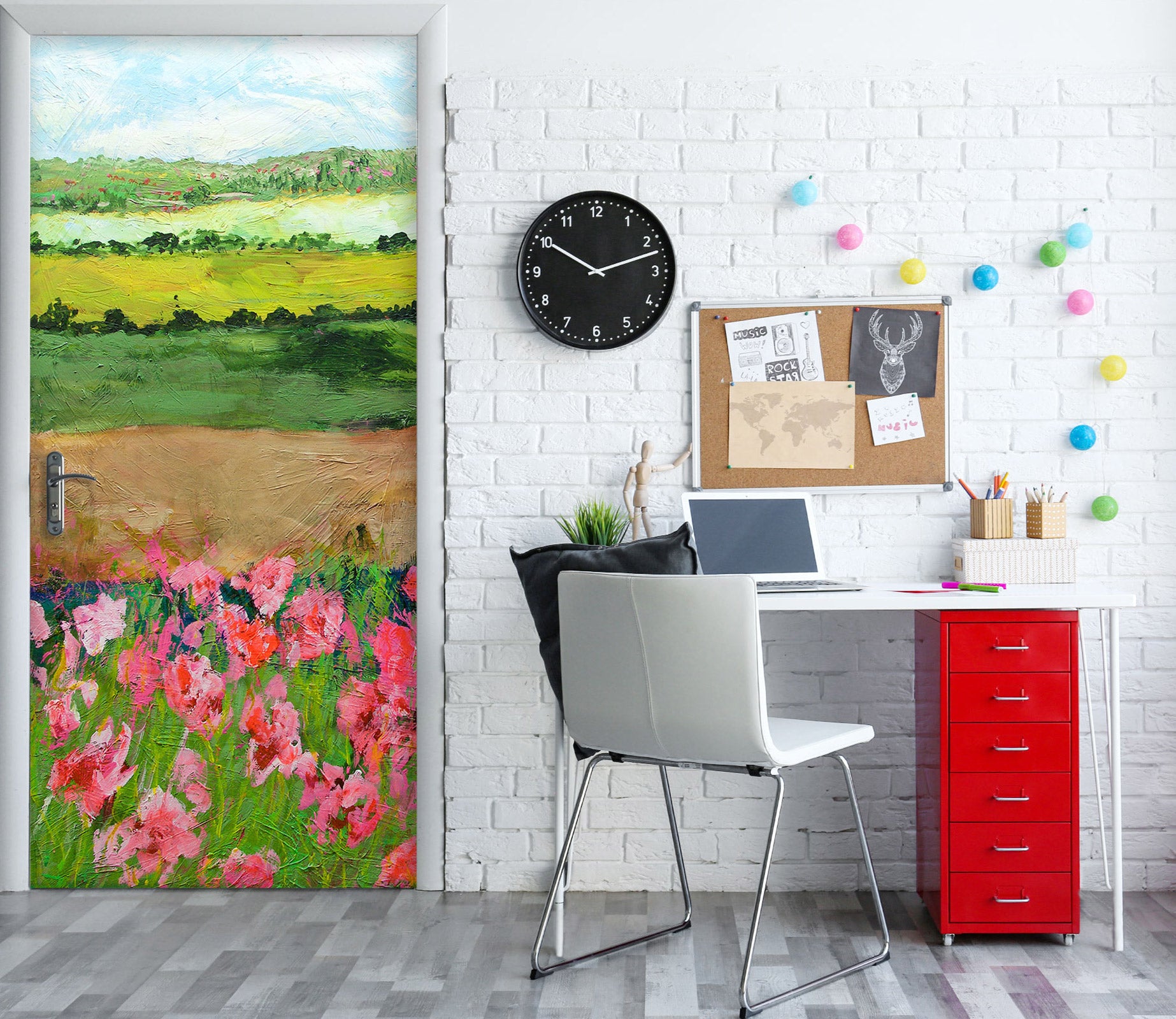 3D Lawn Pink Flower Bush 93148 Allan P. Friedlander Door Mural