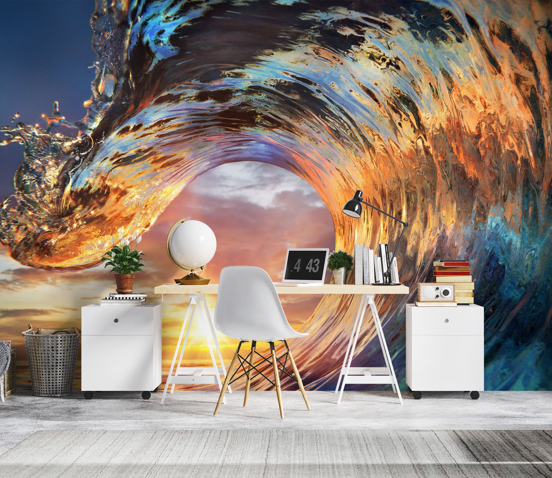 3D Waves Sun 1091 Wall Murals