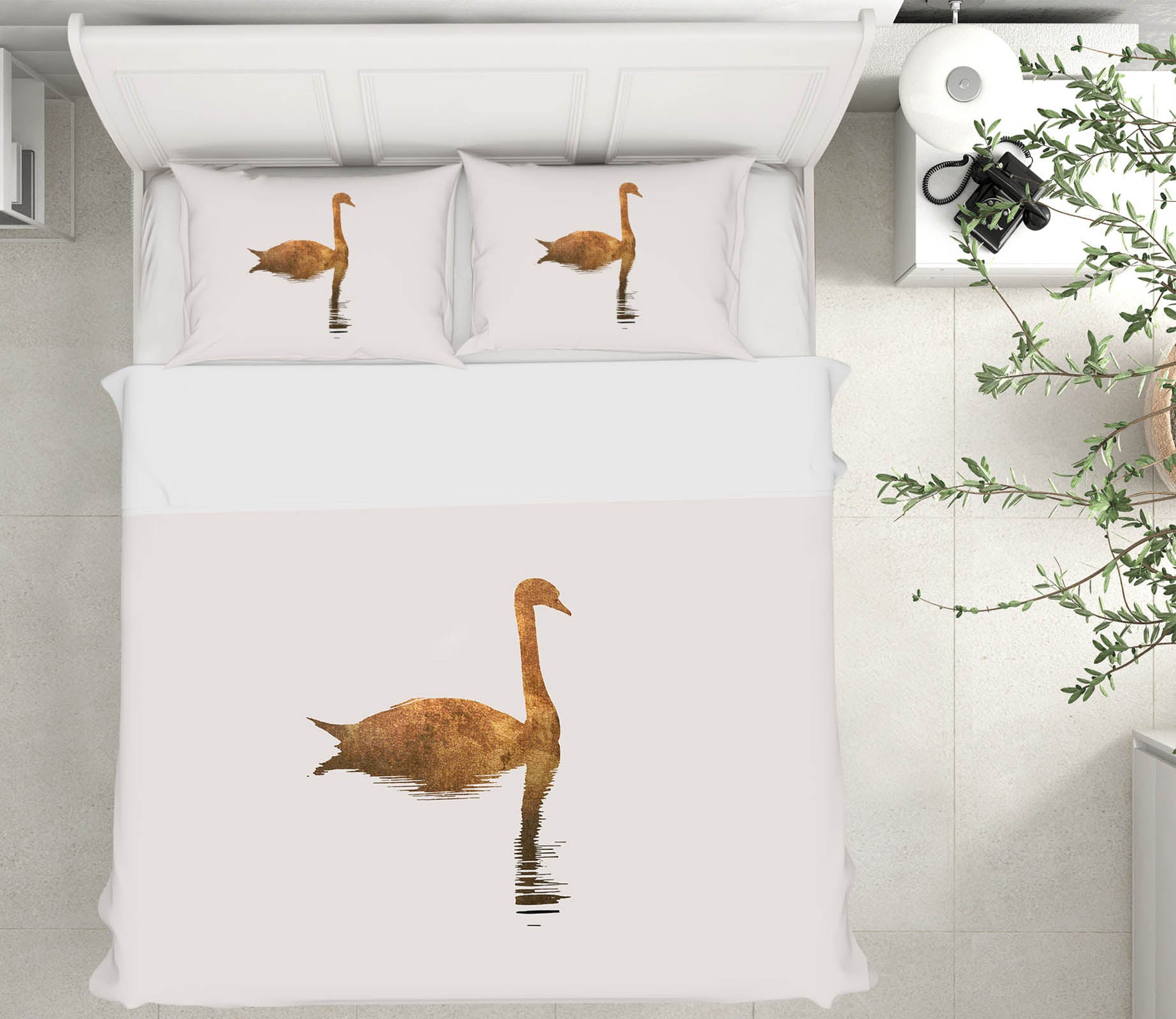 3D Golden Swan 226 Boris Draschoff Bedding Bed Pillowcases Quilt