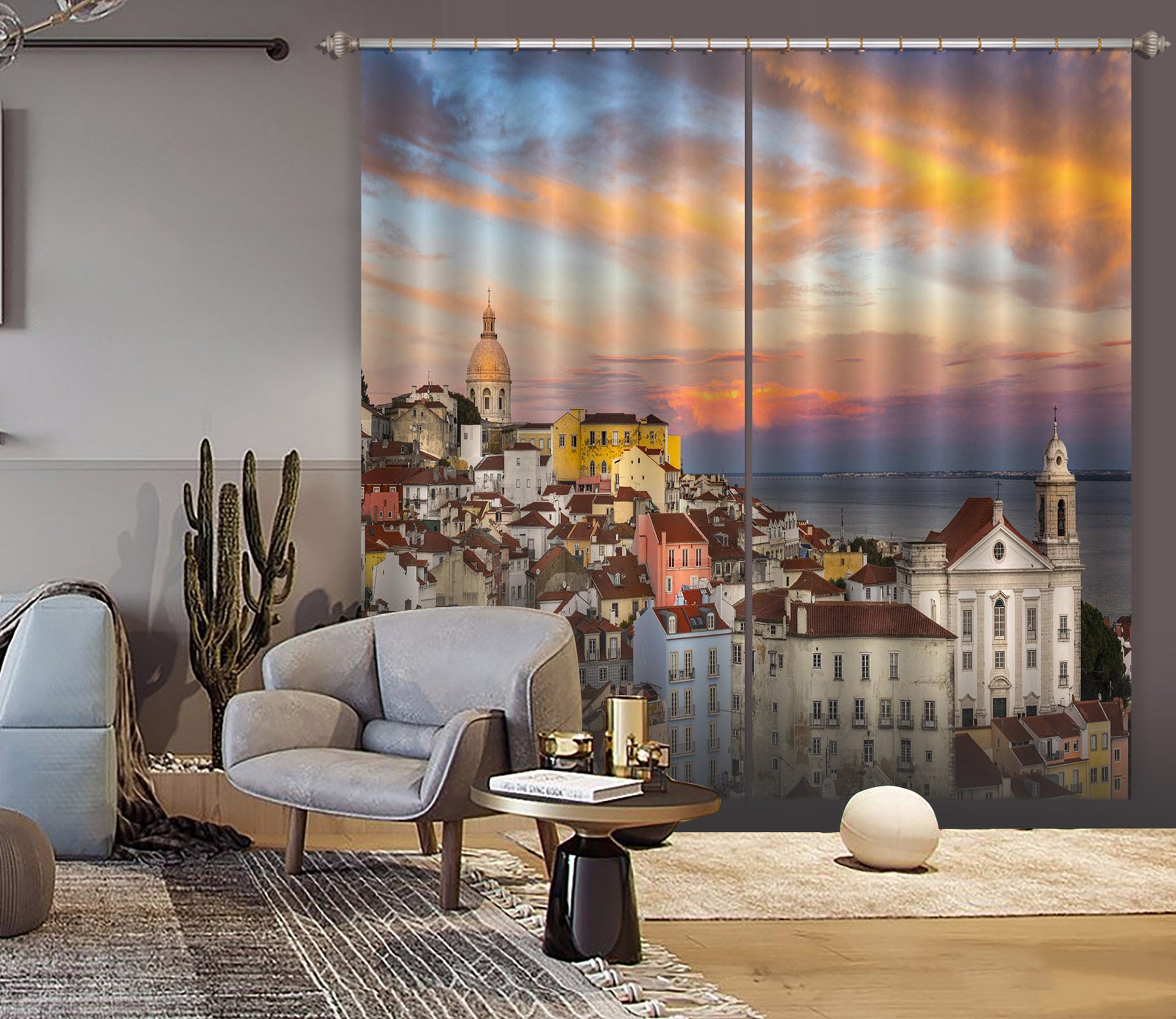 3D Sunset City 081 Marco Carmassi Curtain Curtains Drapes