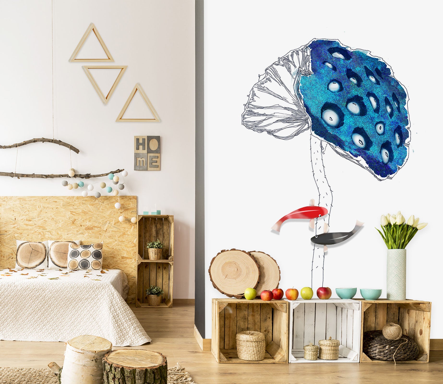 3D Fish Lotus 1820 Wall Murals