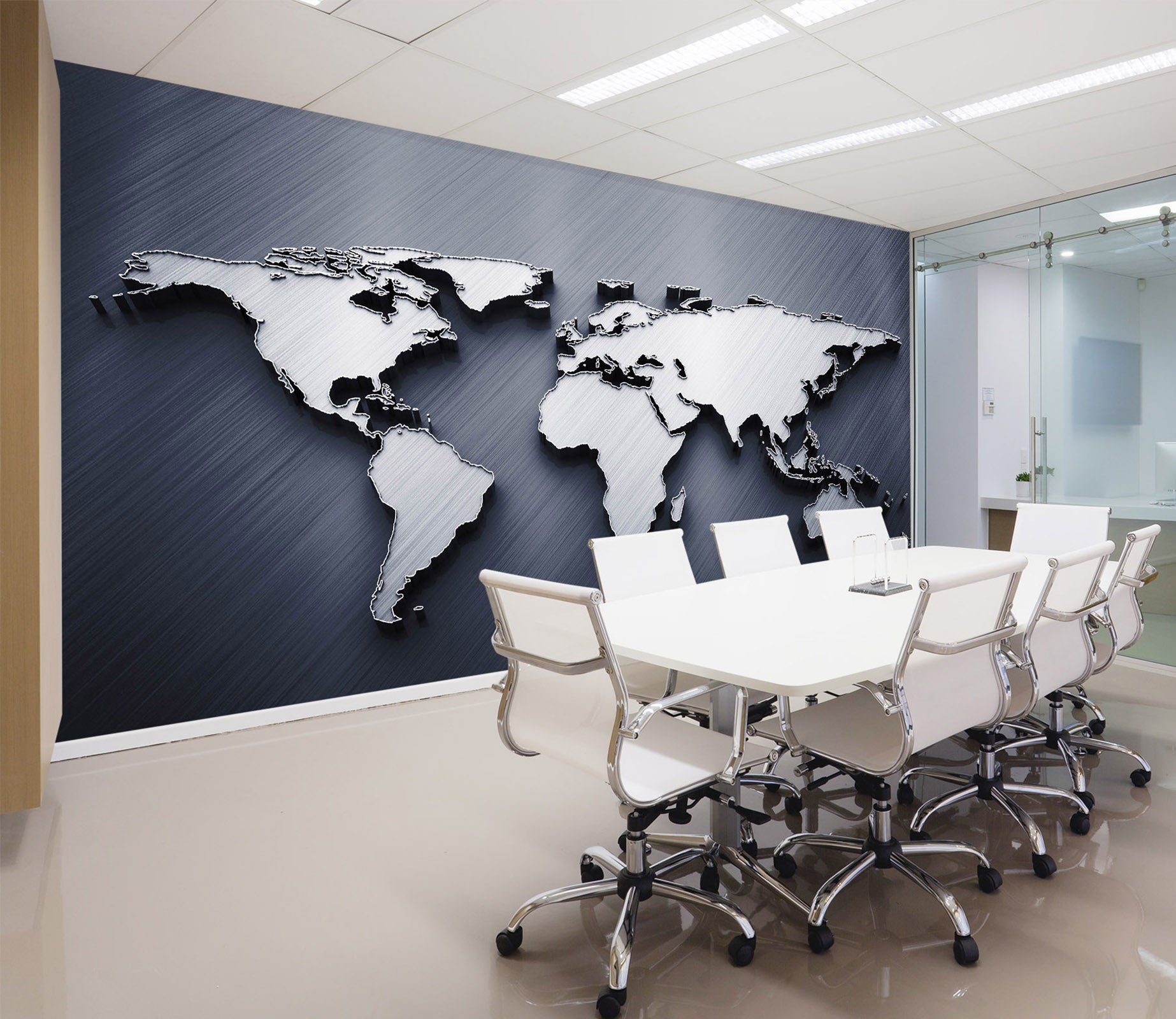 3D White Clouds 2027 World Map Wall Murals