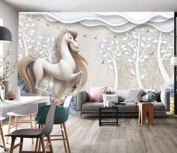 3D White Horse WC1511 Wall Murals