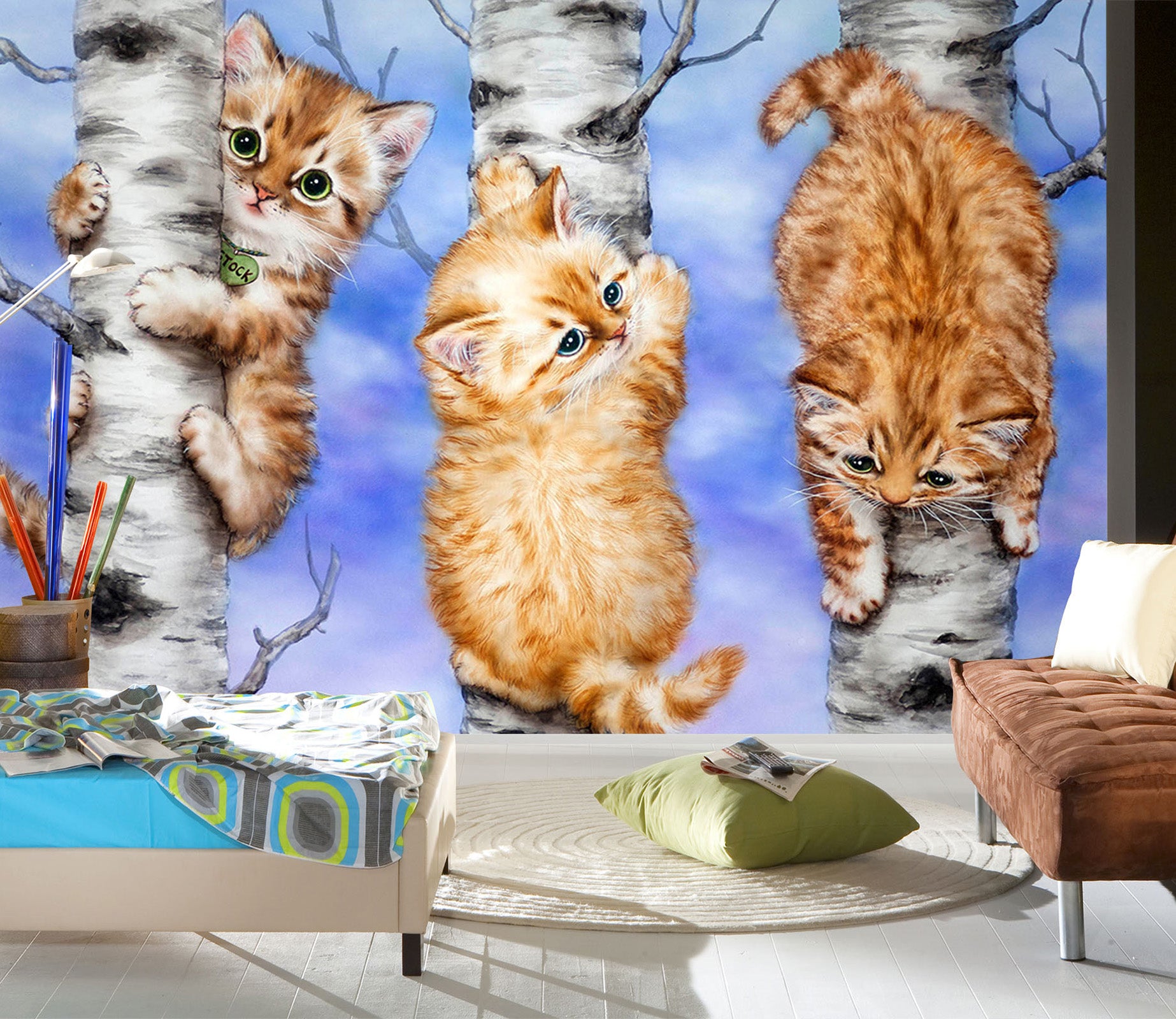3D Orange Cat 5445 Kayomi Harai Wall Mural Wall Murals