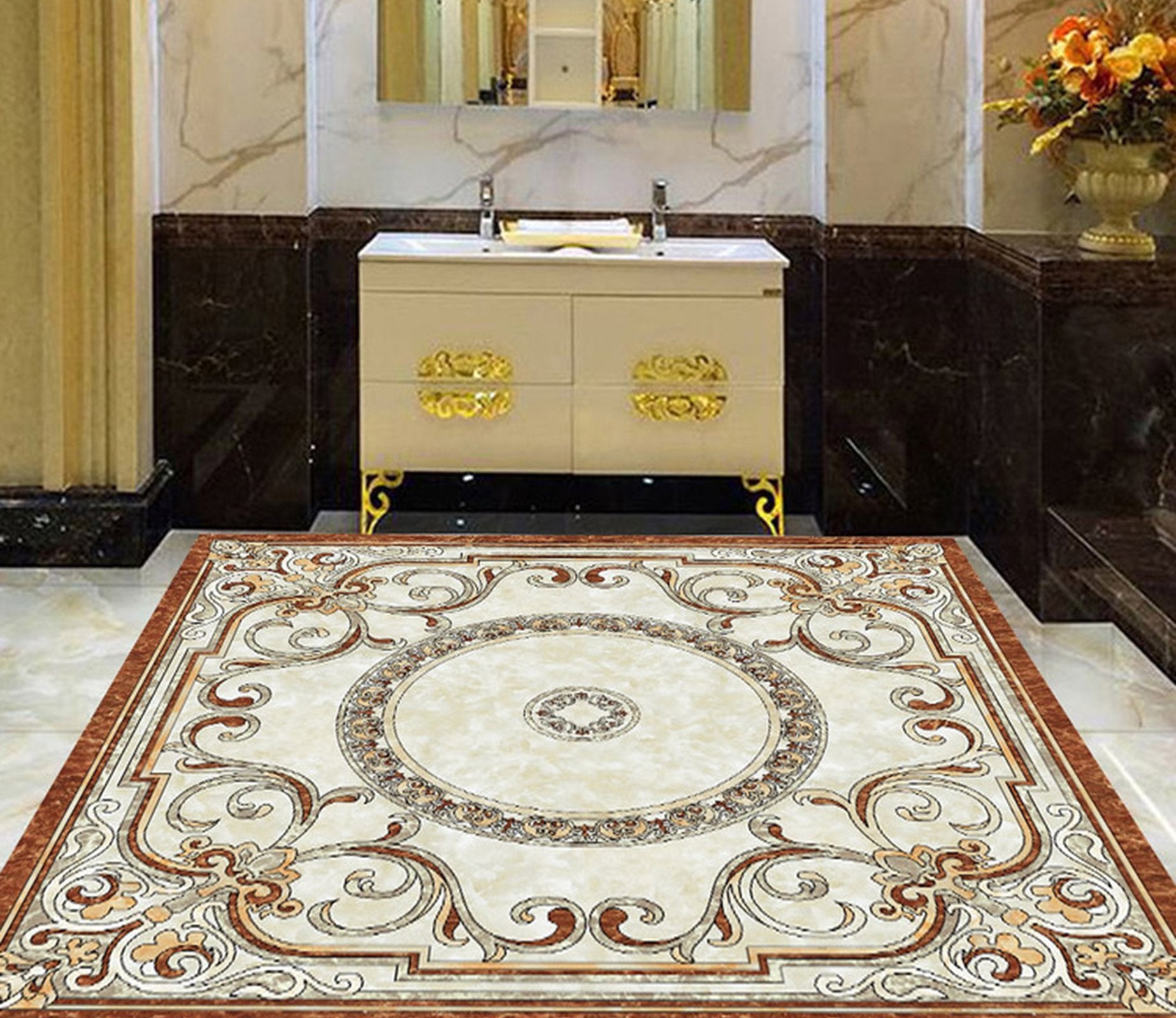 3D Black Circular Pattern WG402 Floor Mural Wallpaper AJ Wallpaper 2 